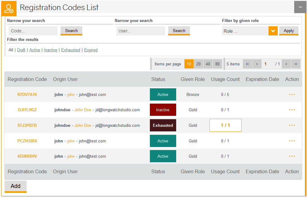 Registration Codes List